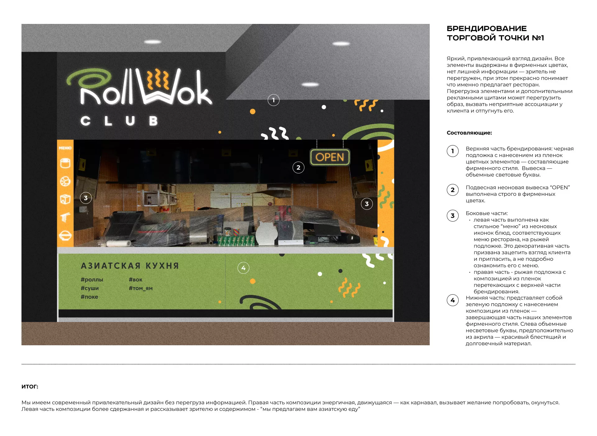 Брендирование торговых точек суши-бара «Roll Wok Club» в Нижнекамске