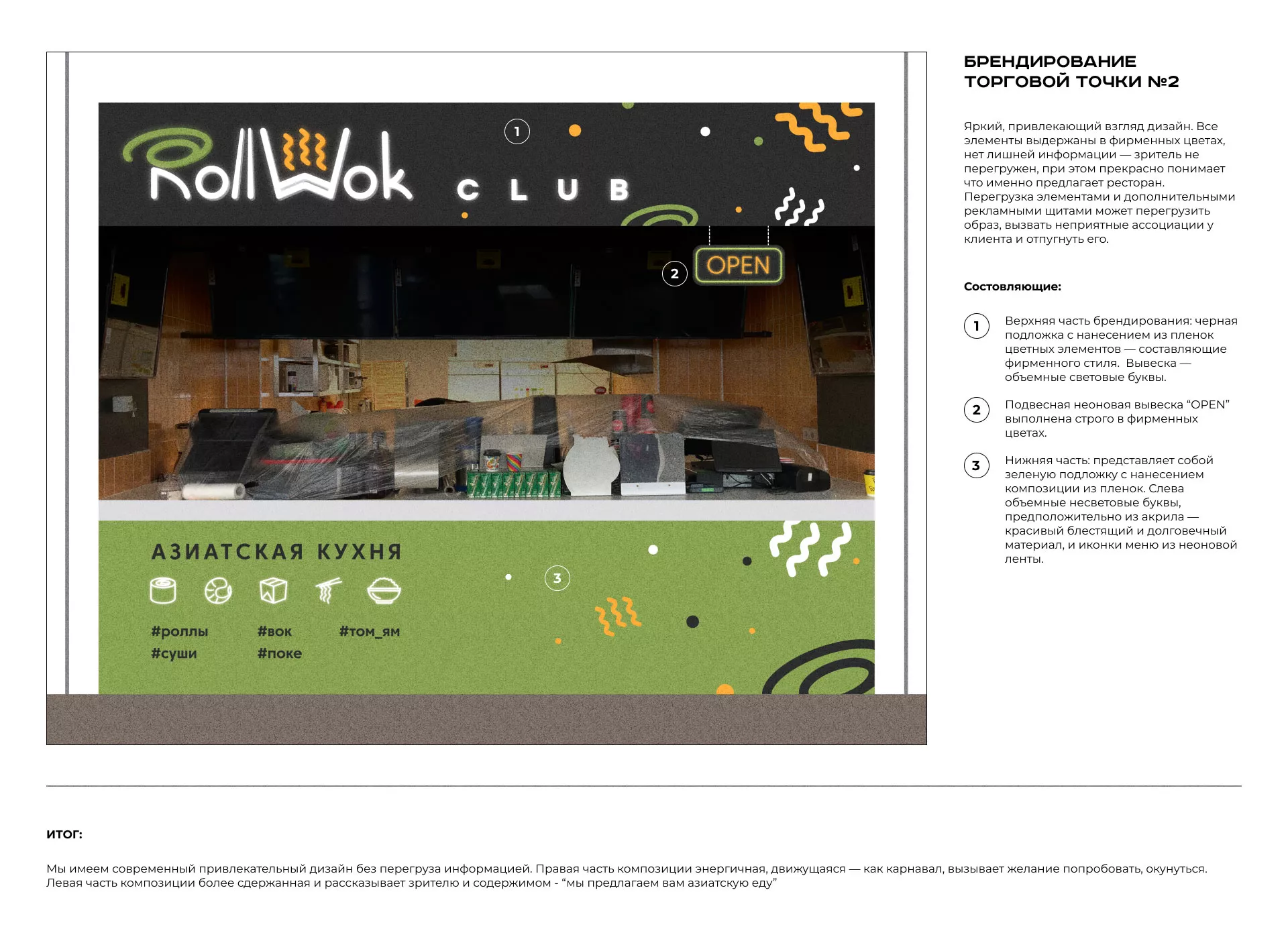 Брендирование торговых точек суши-бара «Roll Wok Club» в Нижнекамске