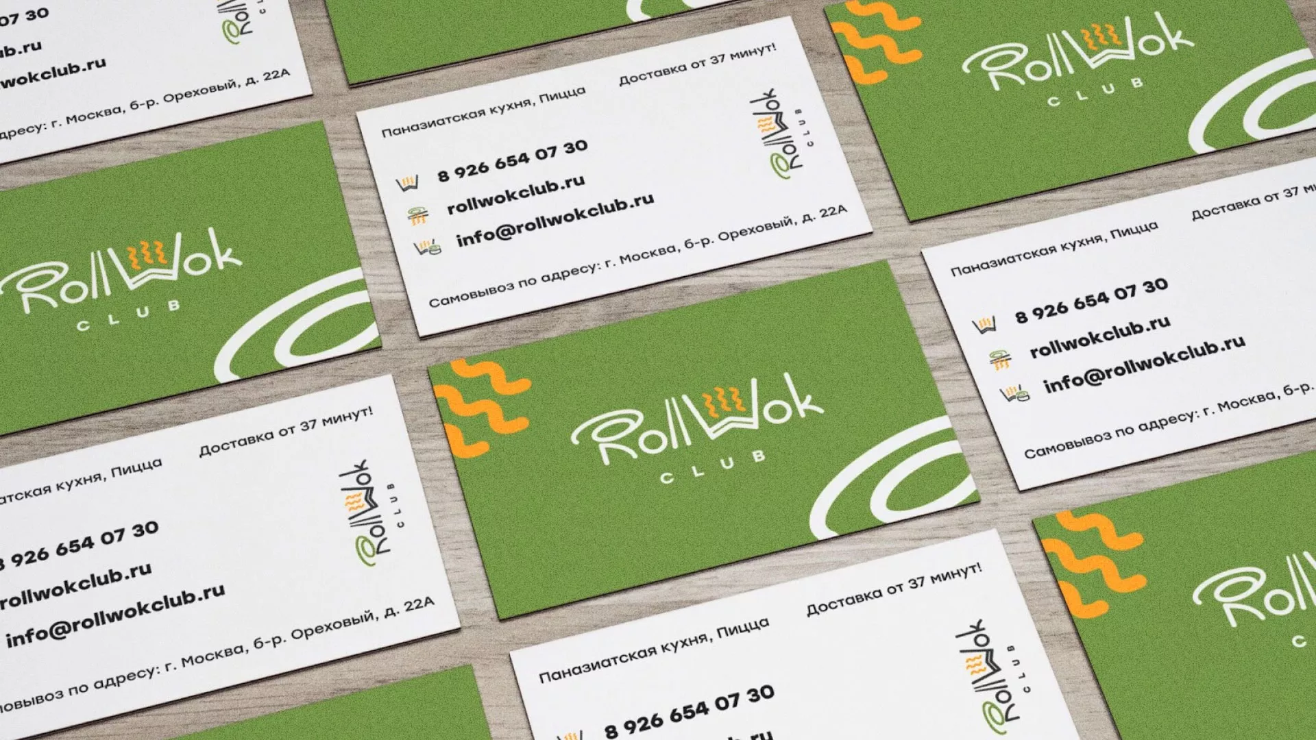 Разработка дизайна визиток суши-бара «Roll Wok Club» в Нижнекамске